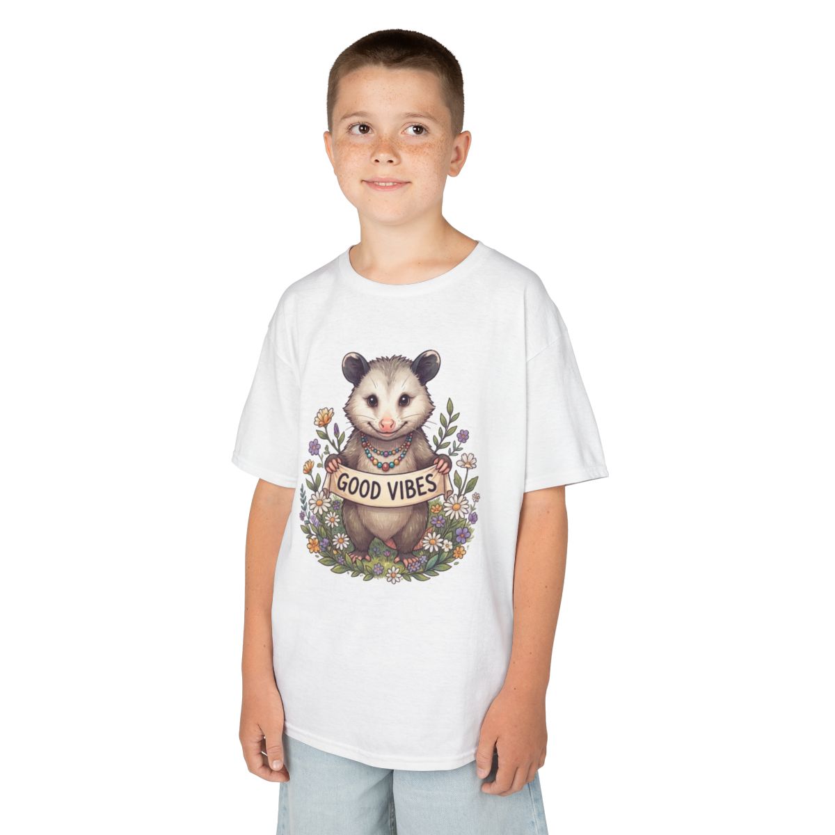 Color: White | Hippy Opossum Kids Tee