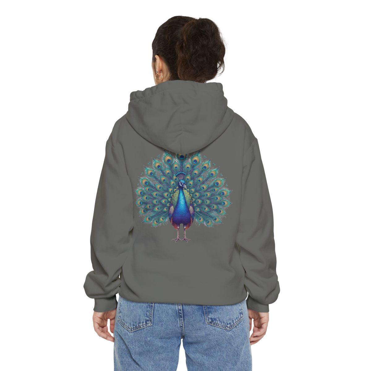 Color: Grey | Hippy Peacock Garment-Dyed Hoodie