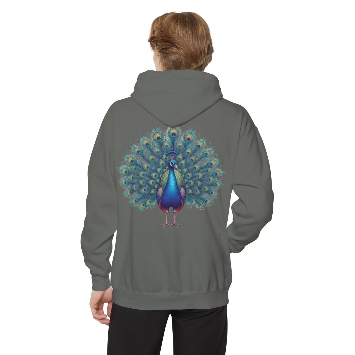 Color: Grey | Hippy Peacock Garment-Dyed Hoodie