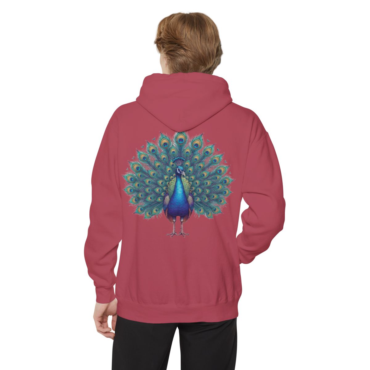 Color: Crimson | Hippy Peacock Garment-Dyed Hoodie