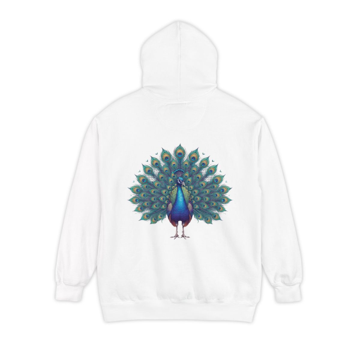 Color: White | Hippy Peacock Garment-Dyed Hoodie