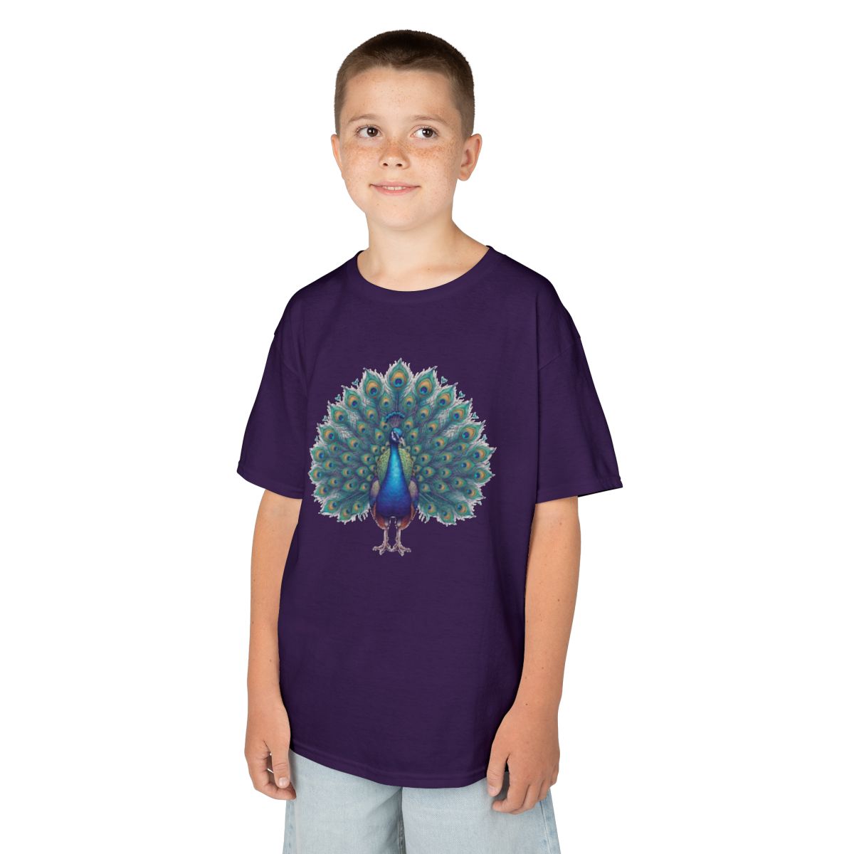 Color: Purple | Hippy Peacock Kids Tee