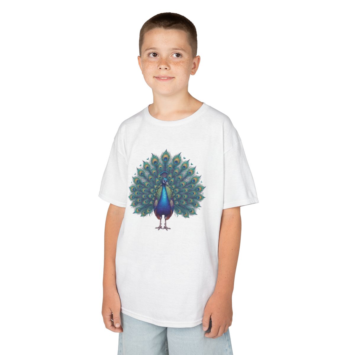 Color: White | Hippy Peacock Kids Tee