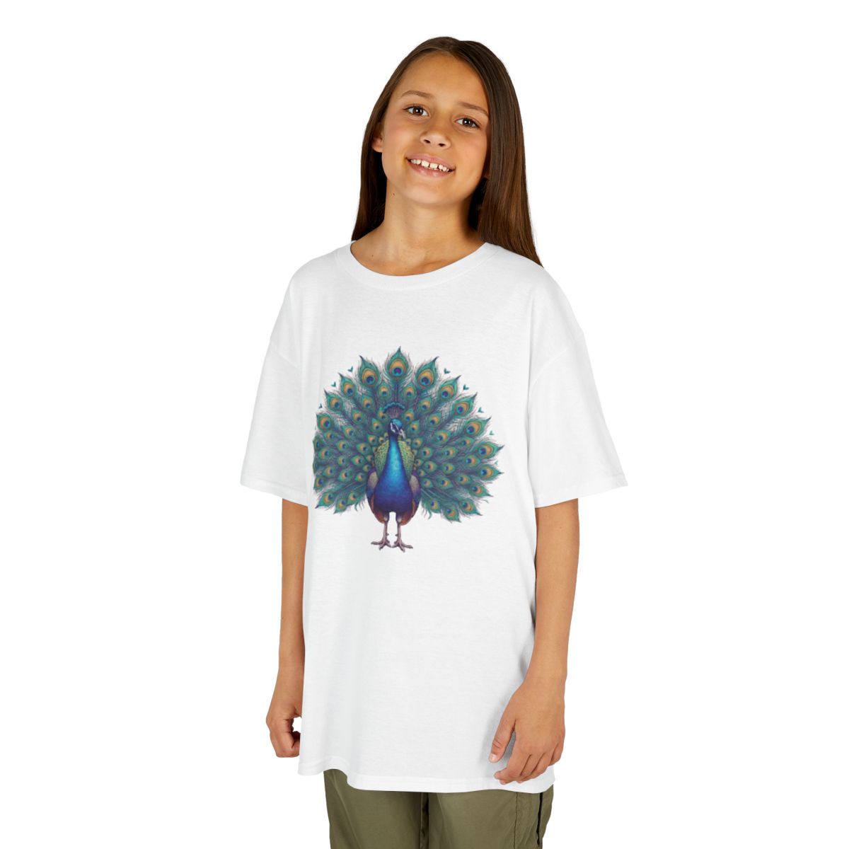 Color: White | Hippy Peacock Kids Tee