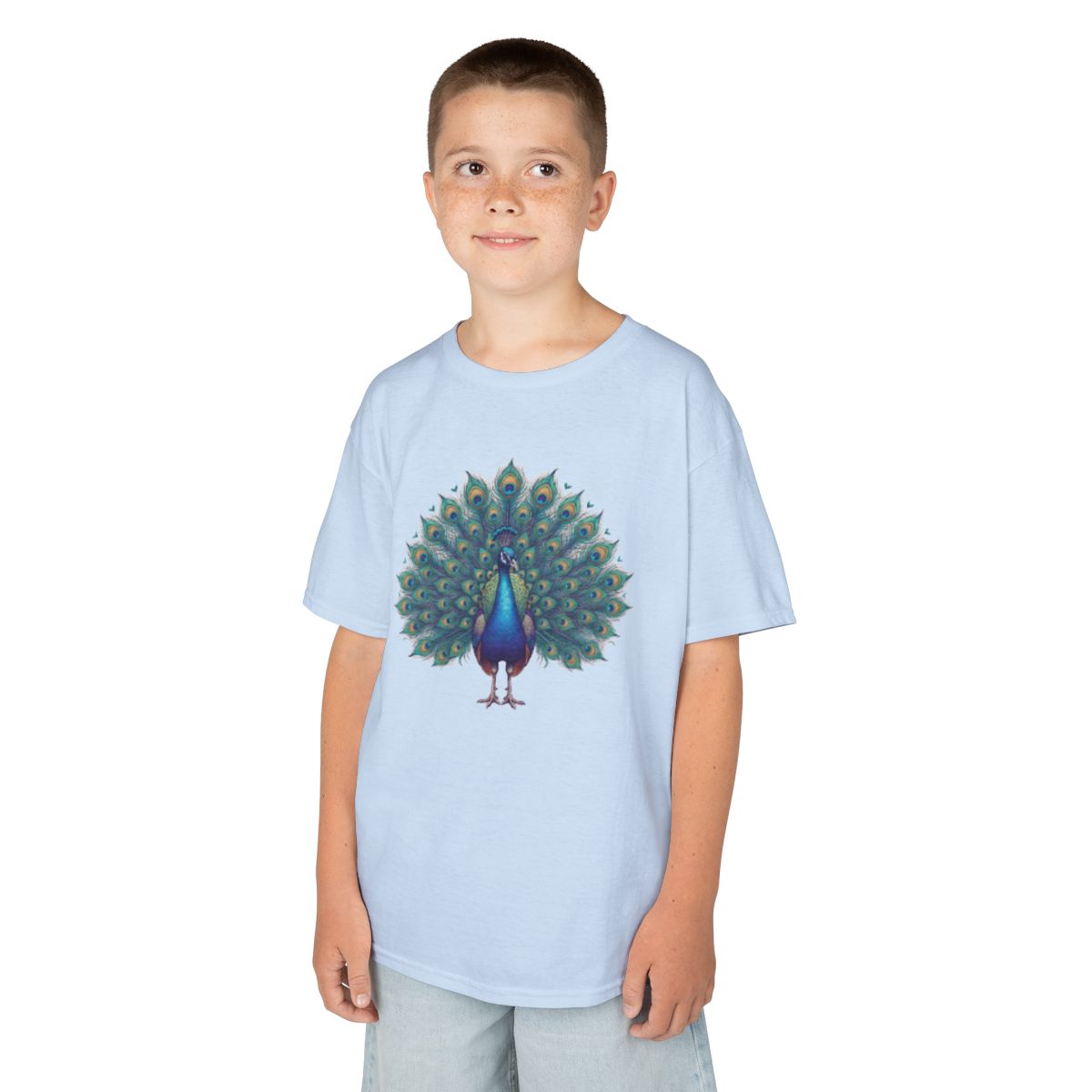 Color: Light Blue | Hippy Peacock Kids Tee
