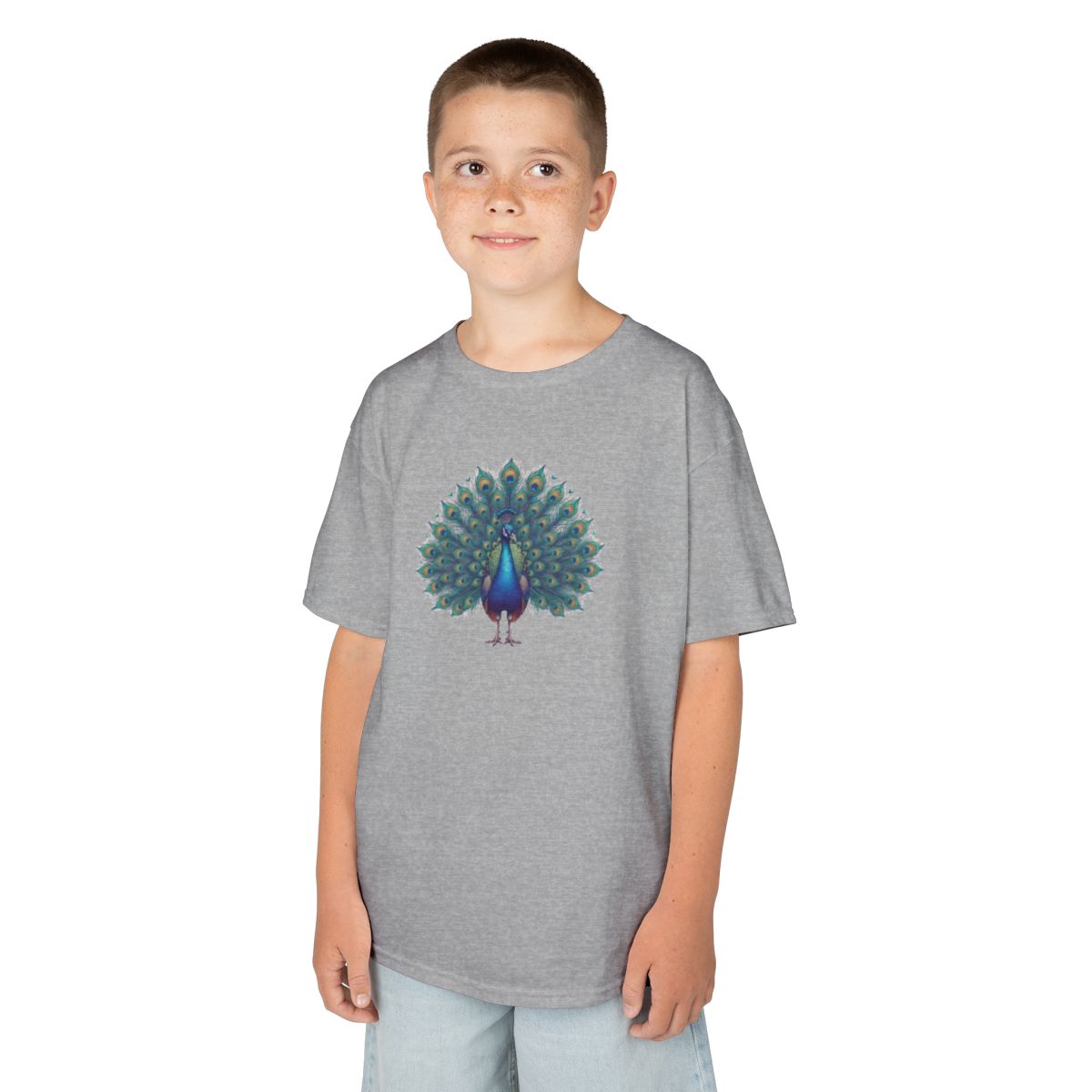 Color: Sport Grey | Hippy Peacock Kids Tee