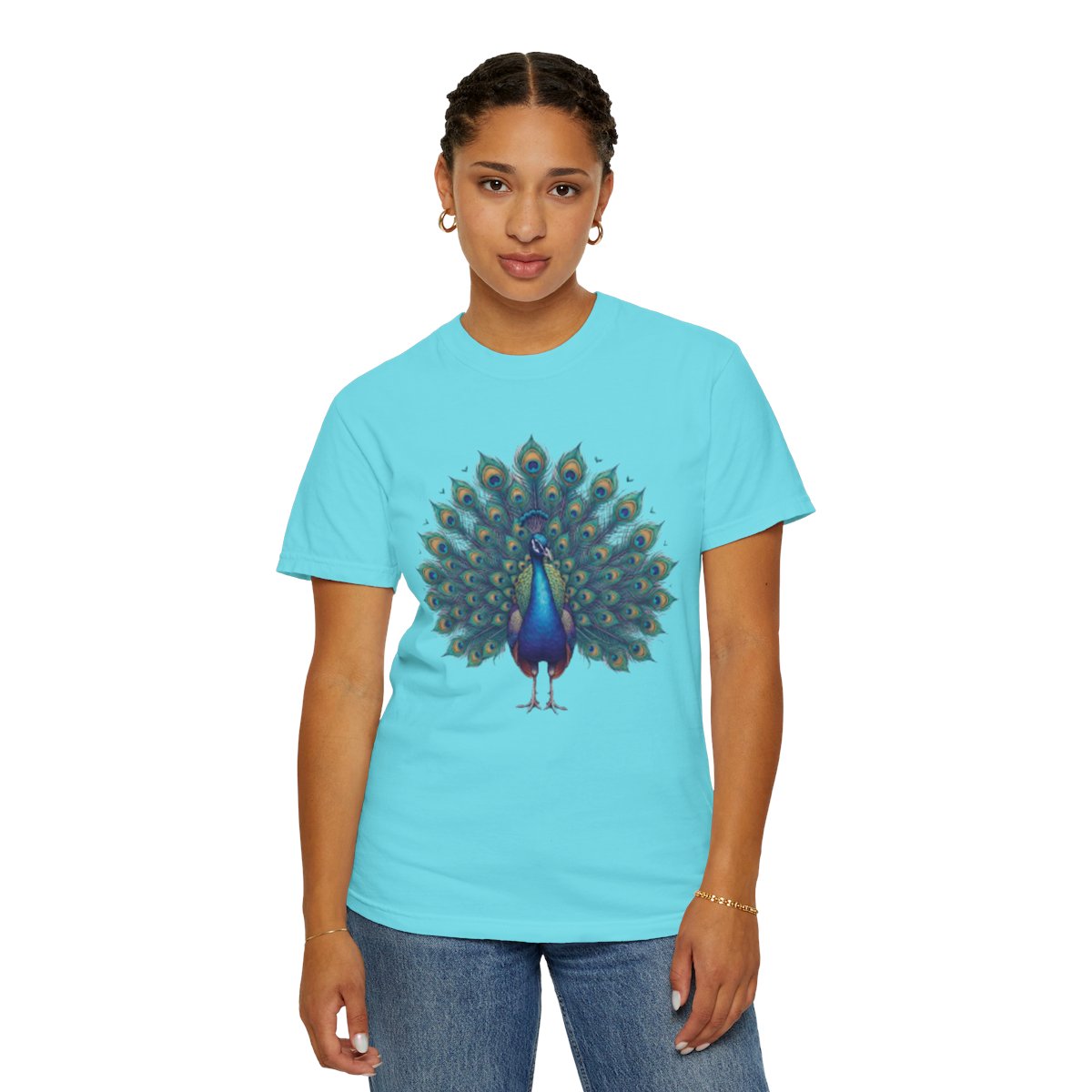 Color: Lagoon Blue | Hippy Peacock Unisex Garment-Dyed Tee