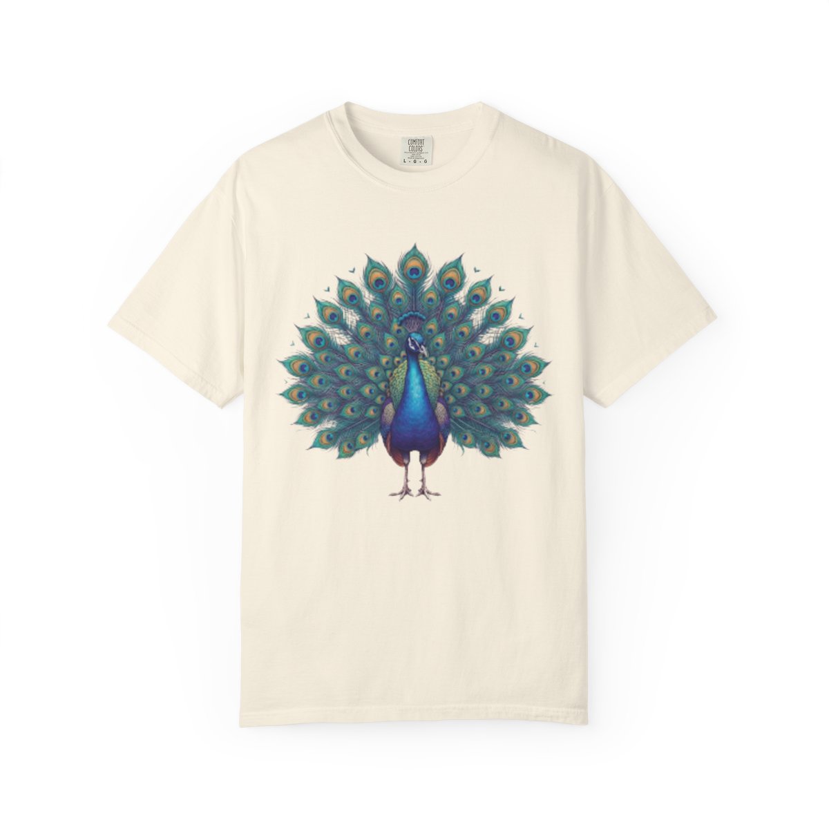 Color: Ivory | Hippy Peacock Unisex Garment-Dyed Tee