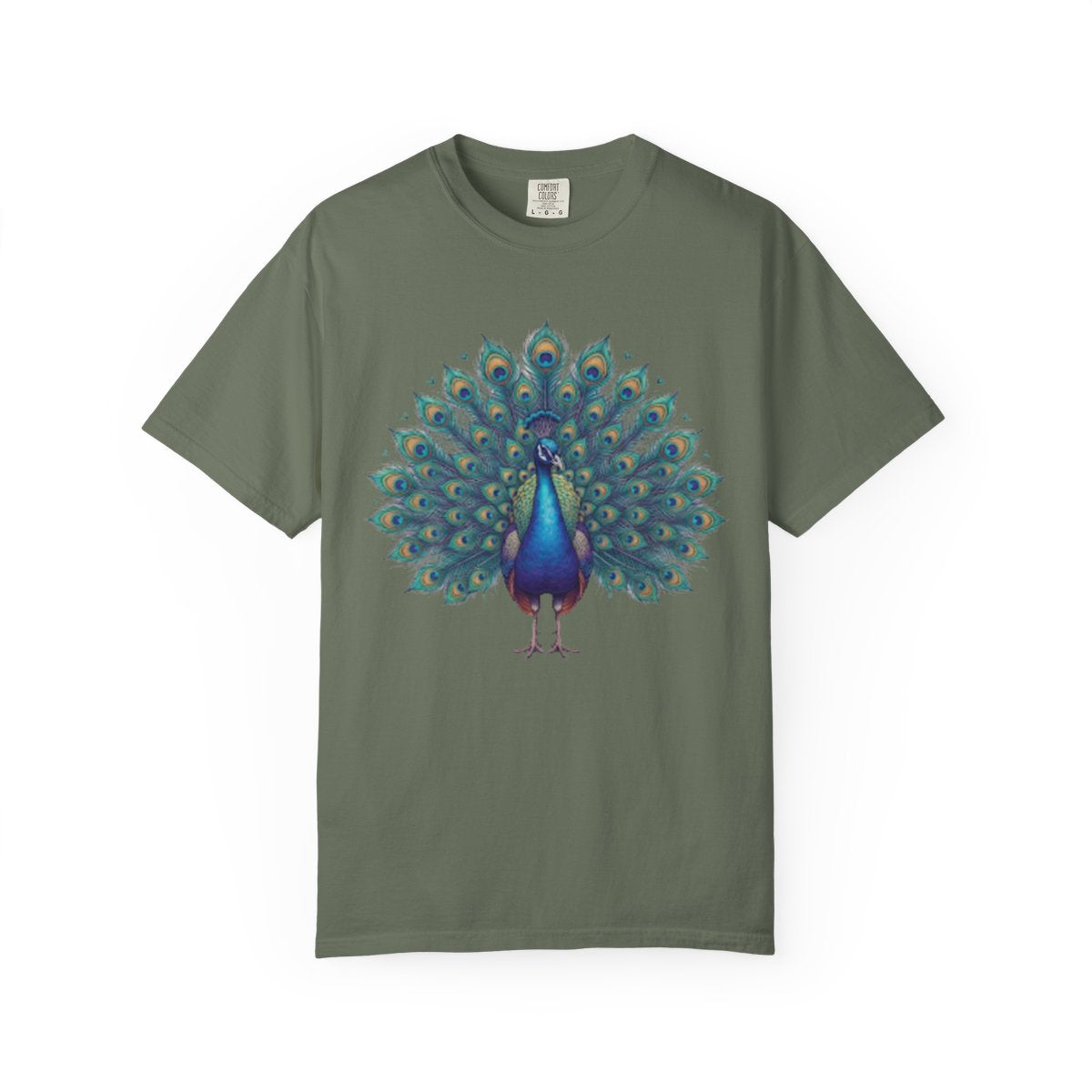 Color: Moss | Hippy Peacock Unisex Garment-Dyed Tee