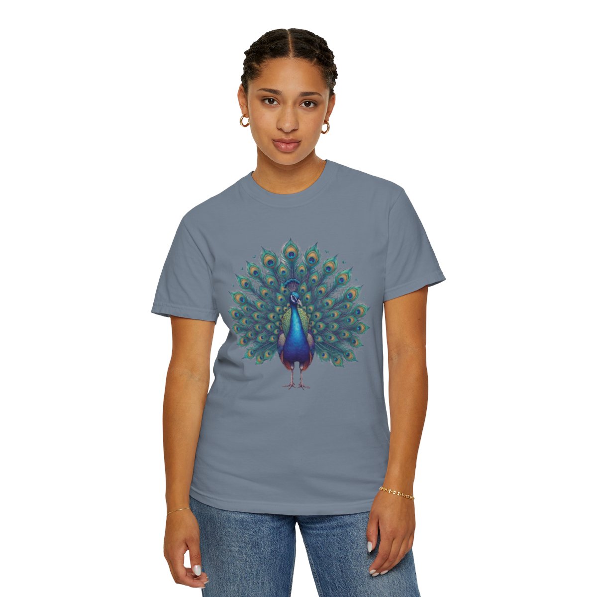 Color: Blue Jean | Hippy Peacock Unisex Garment-Dyed Tee