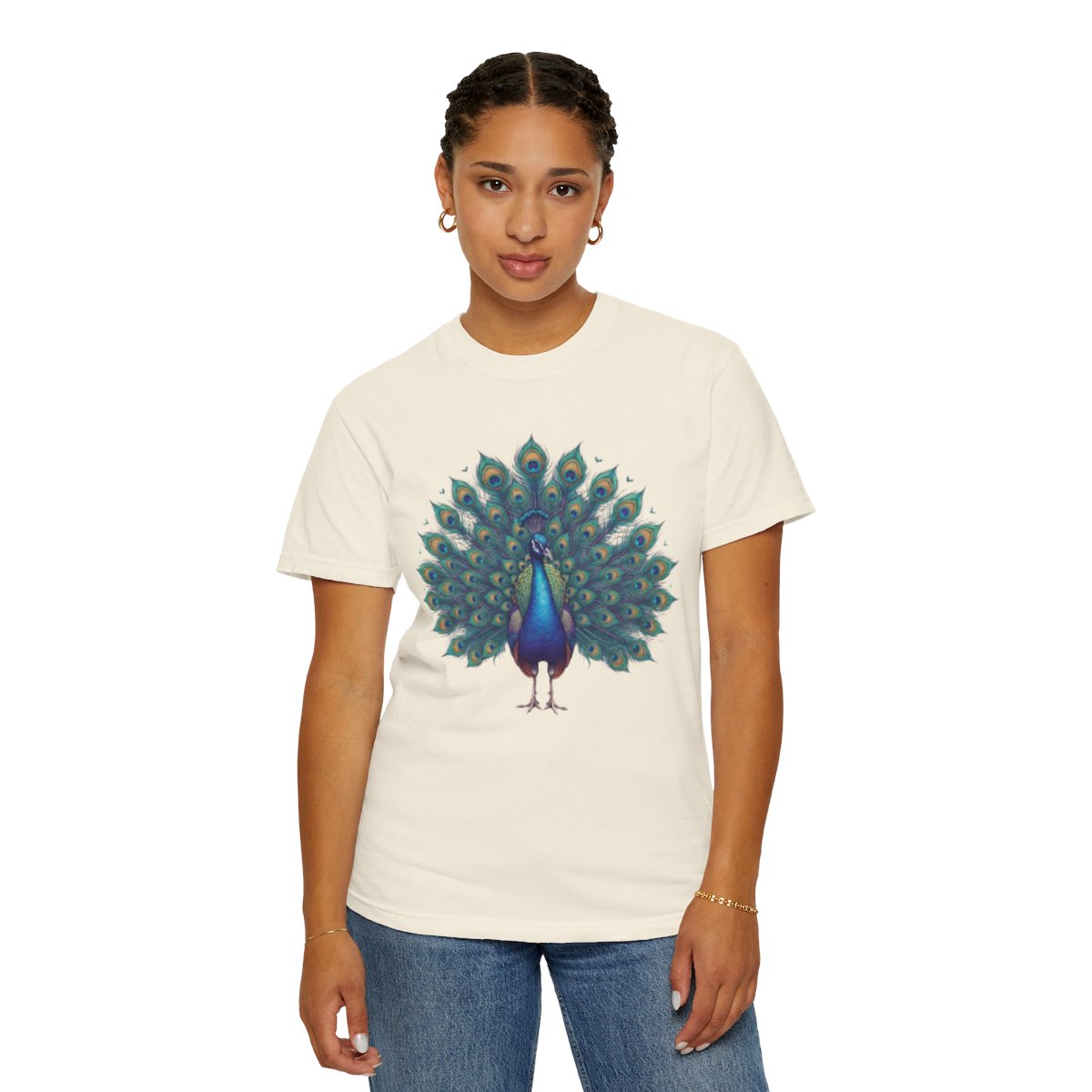 Color: Ivory | Hippy Peacock Unisex Garment-Dyed Tee