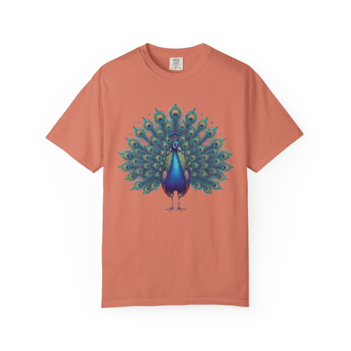 Color: Terracotta | Hippy Peacock Unisex Garment-Dyed Tee