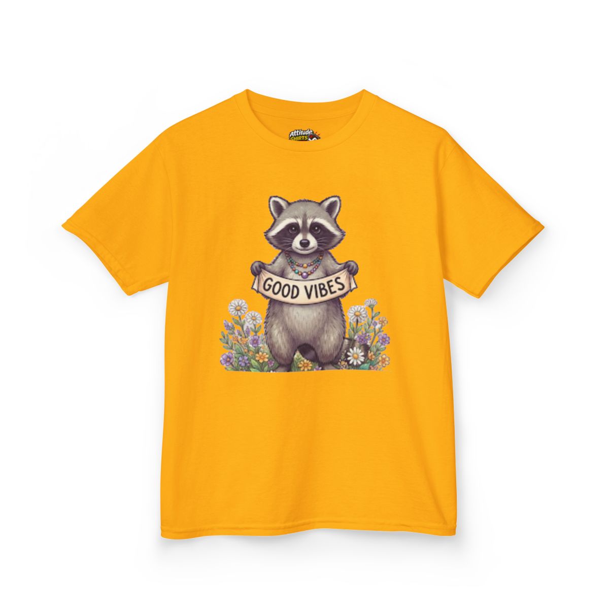 Color: Gold | Hippy Raccoon Kids Tee