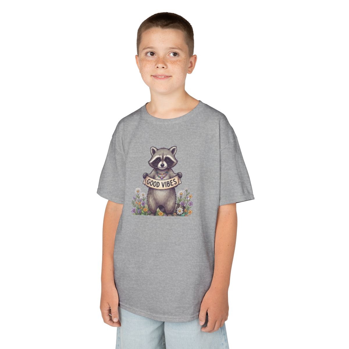 Color: Sport Grey | Hippy Raccoon Kids Tee