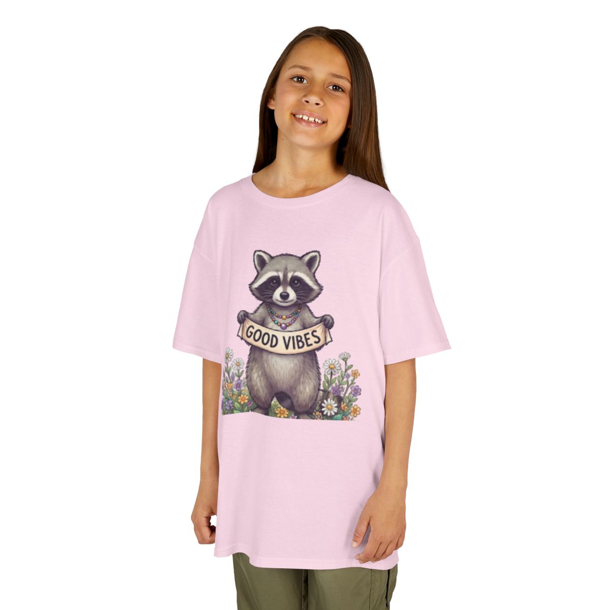 Color: Light Pink | Hippy Raccoon Kids Tee
