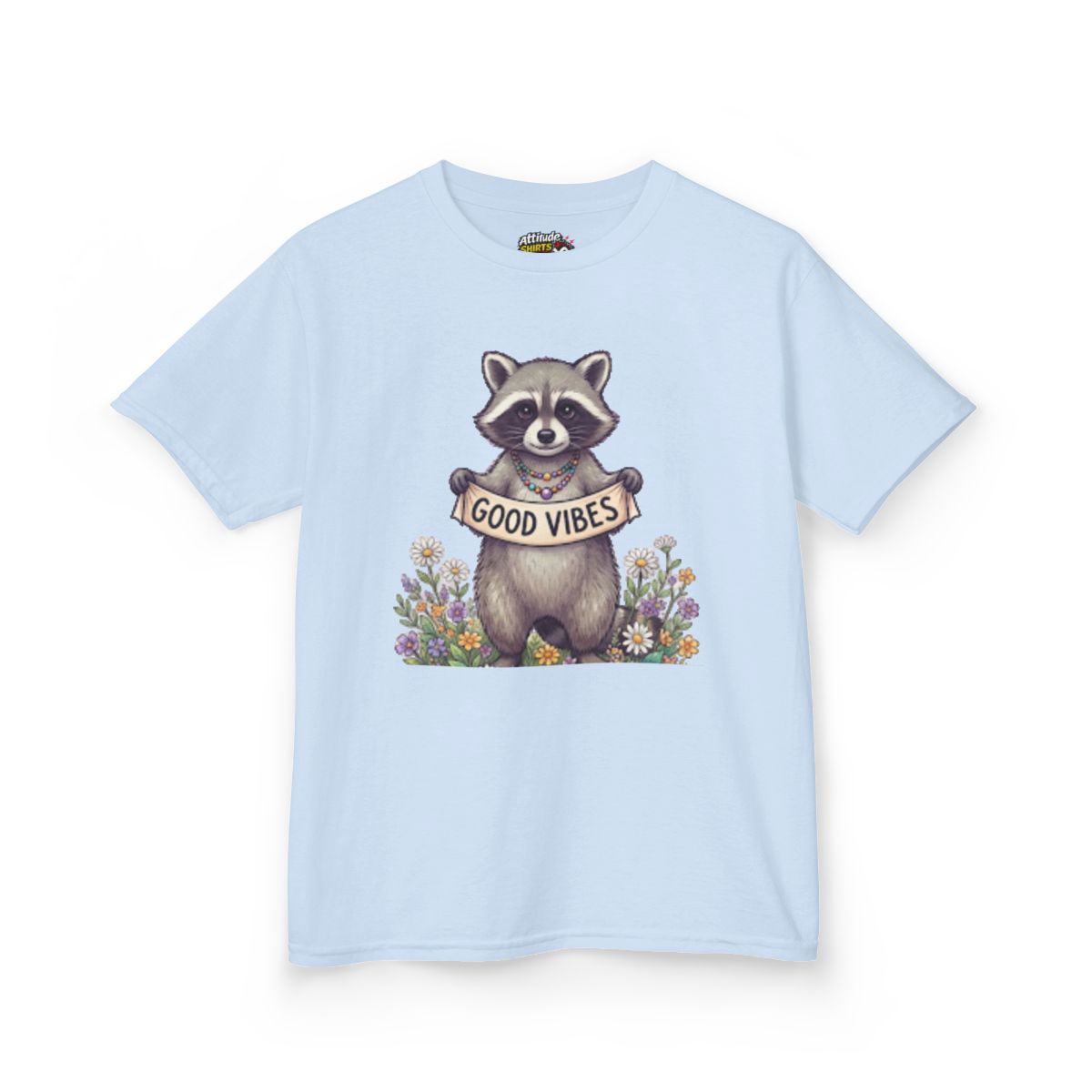 Color: Light Blue | Hippy Raccoon Kids Tee