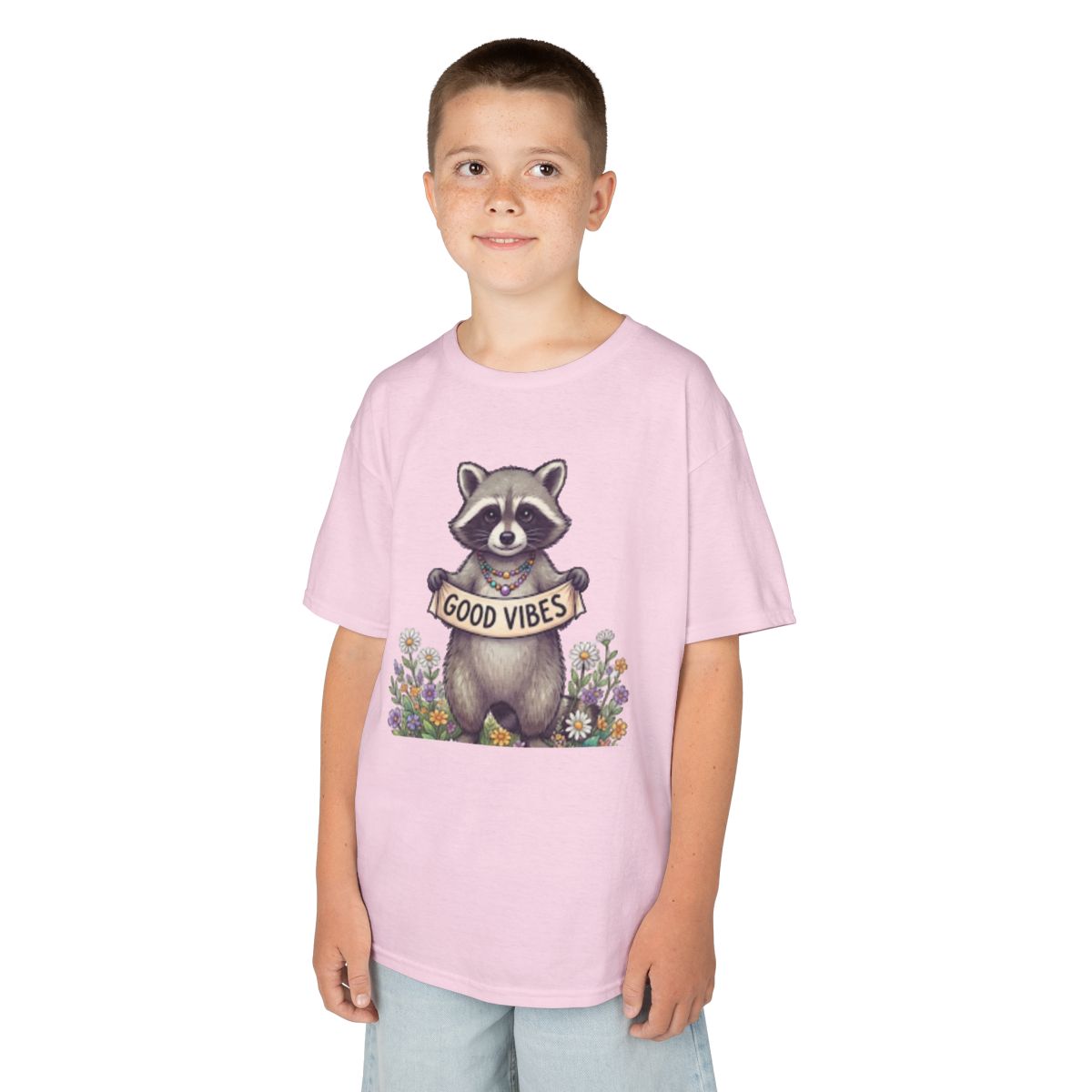 Color: Light Pink | Hippy Raccoon Kids Tee