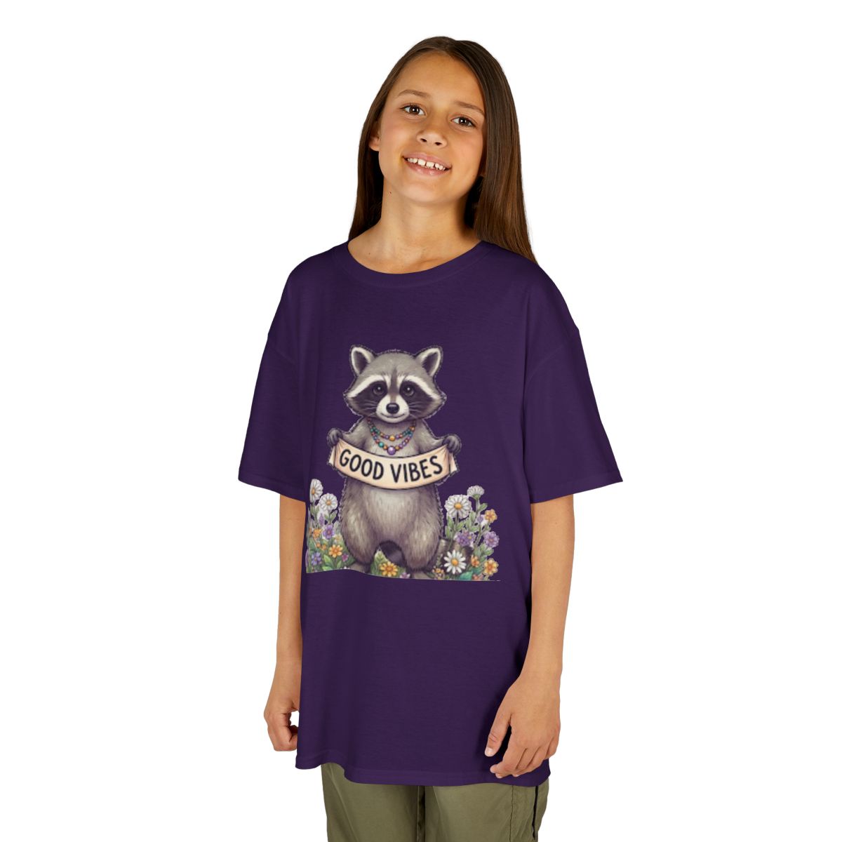 Color: Purple | Hippy Raccoon Kids Tee