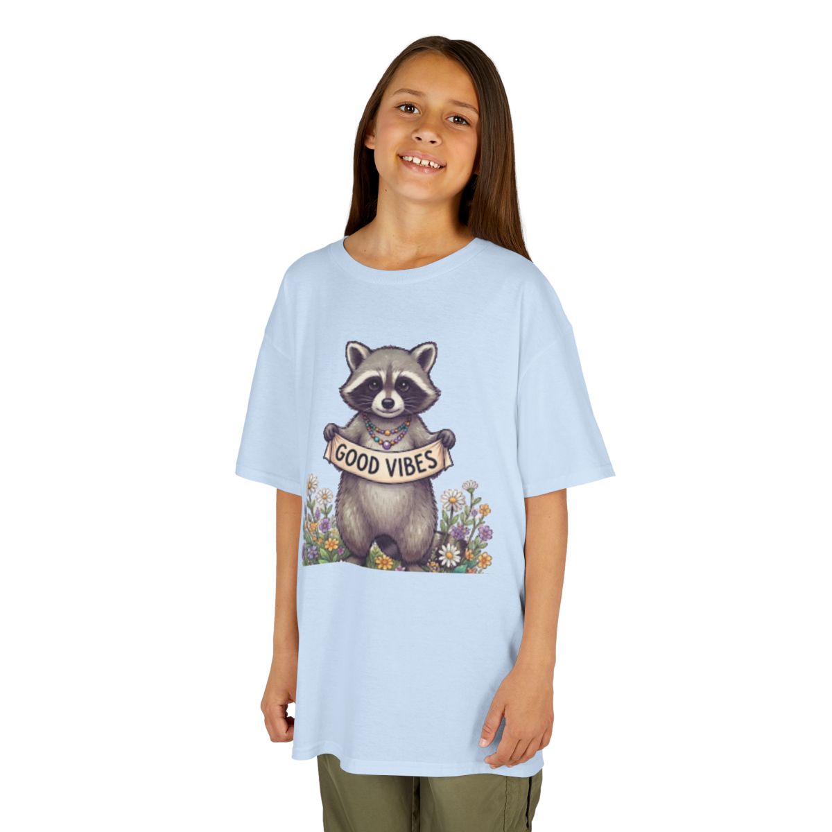 Color: Light Blue | Hippy Raccoon Kids Tee
