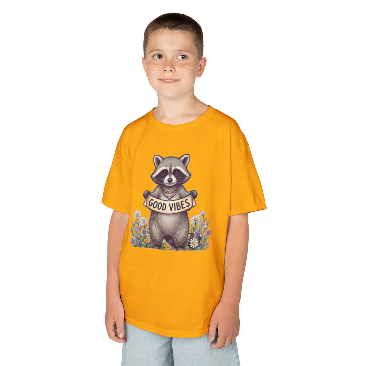Color: Gold | Hippy Raccoon Kids Tee