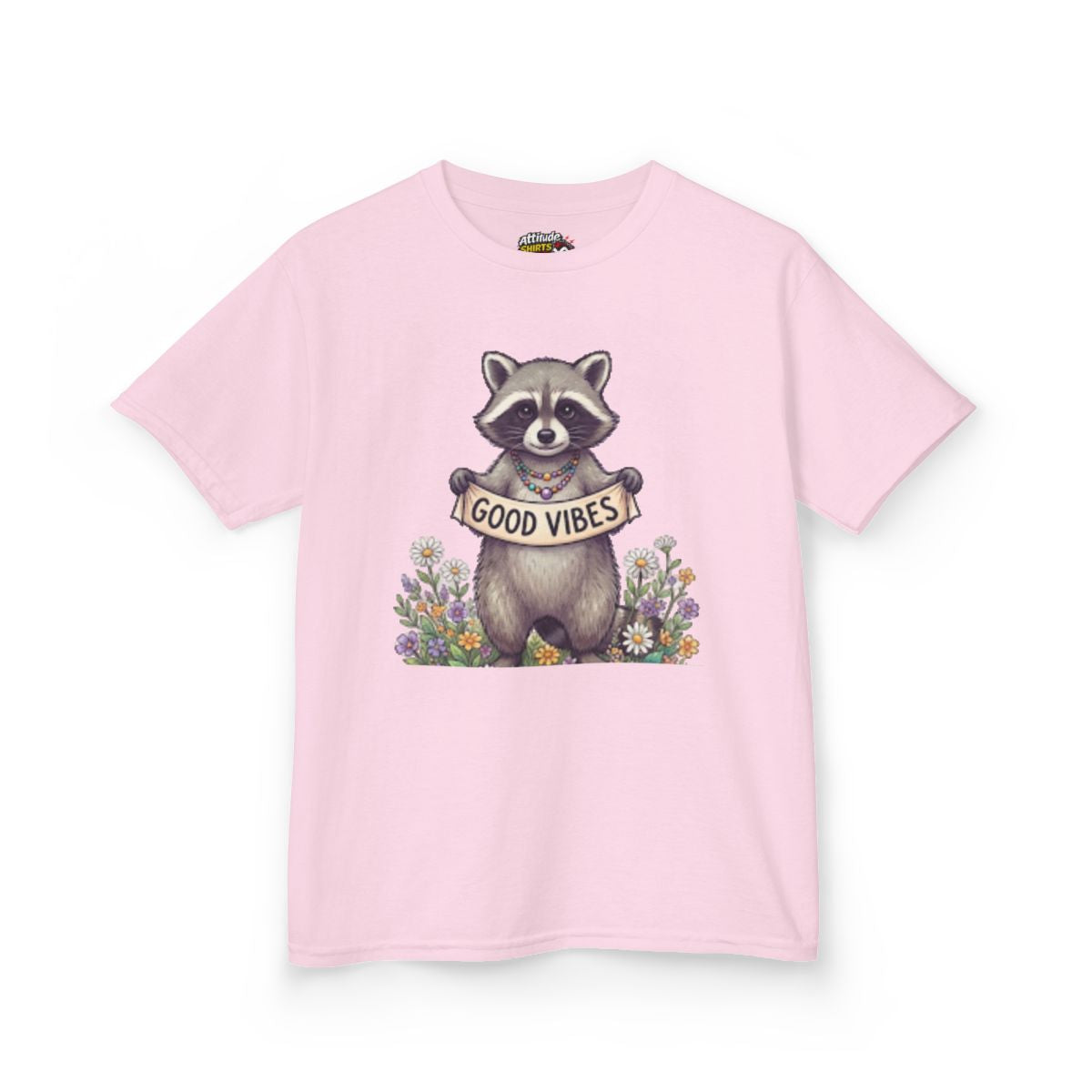 Color: Light Pink | Hippy Raccoon Kids Tee