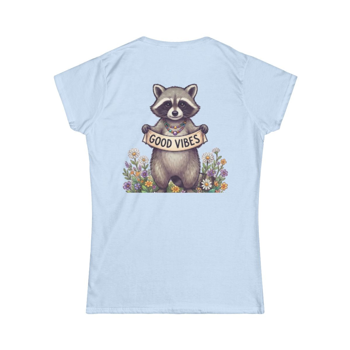 Color: Light Blue | Hippy Raccoon Women's Tee