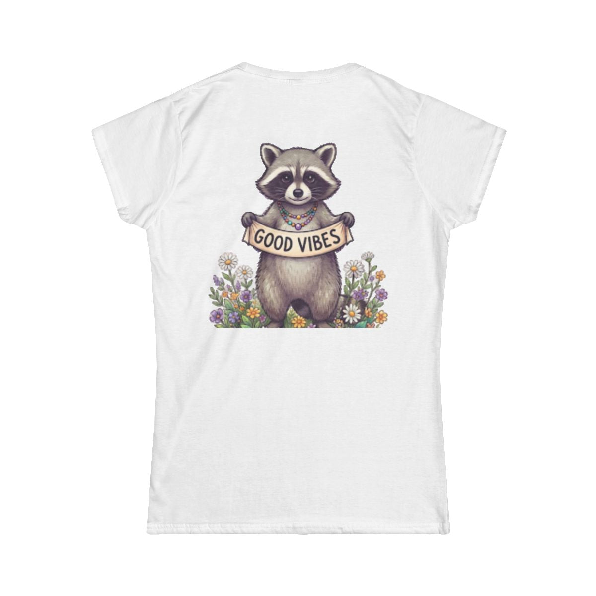 Color: White | Hippy Raccoon Women's Tee