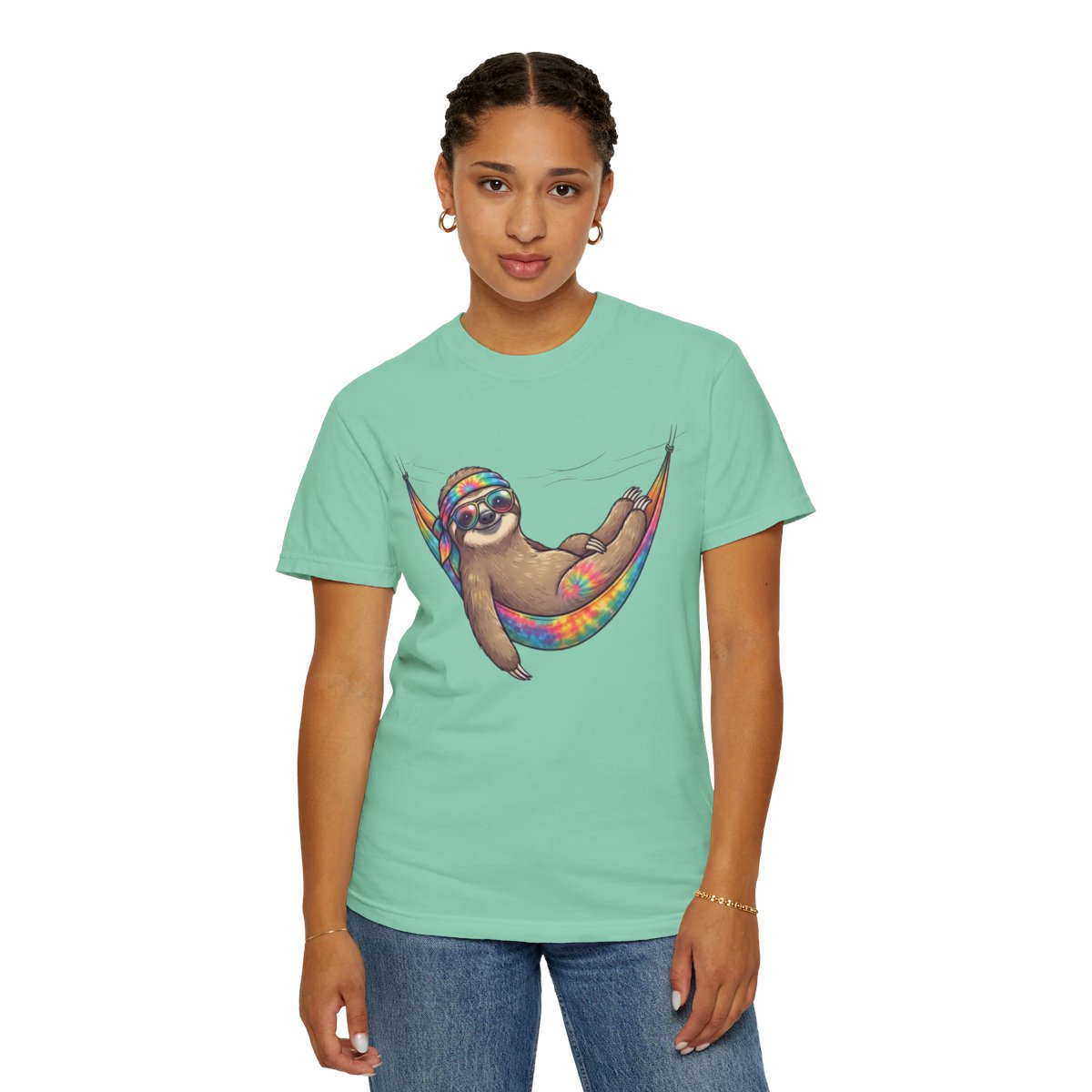 Color: Island Reef | Hippy Sloth Unisex Garment-Dyed Tee