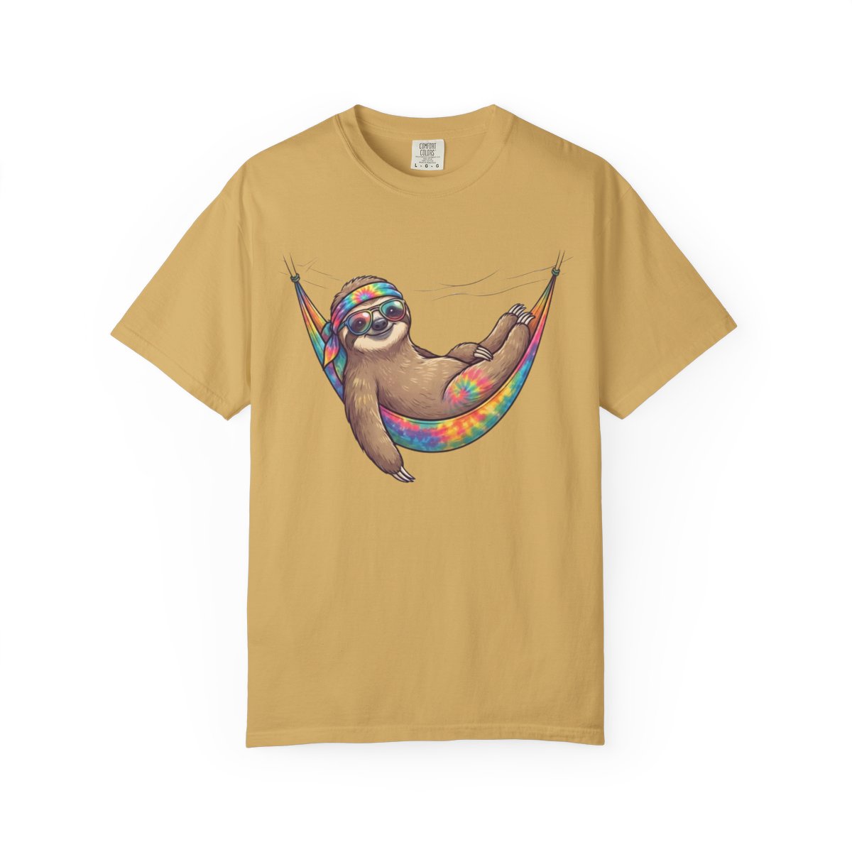 Color: Mustard | Hippy Sloth Unisex Garment-Dyed Tee