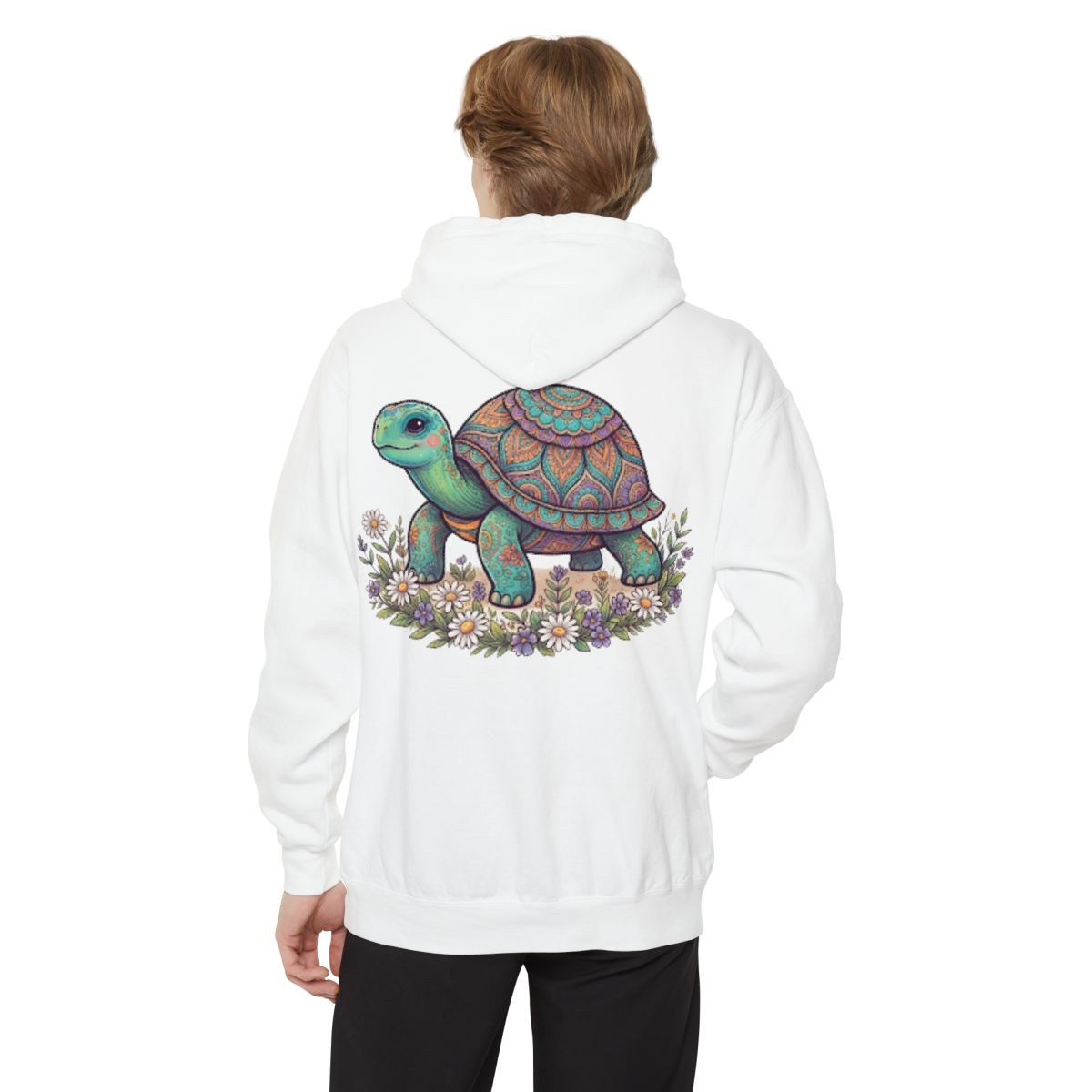 Color: White | Hippy Turtle Garment-Dyed Hoodie