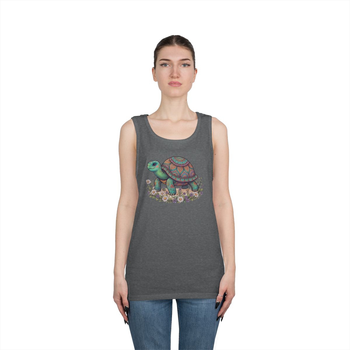 Color: Graphite Heather | Hippy Turtle Tank Top