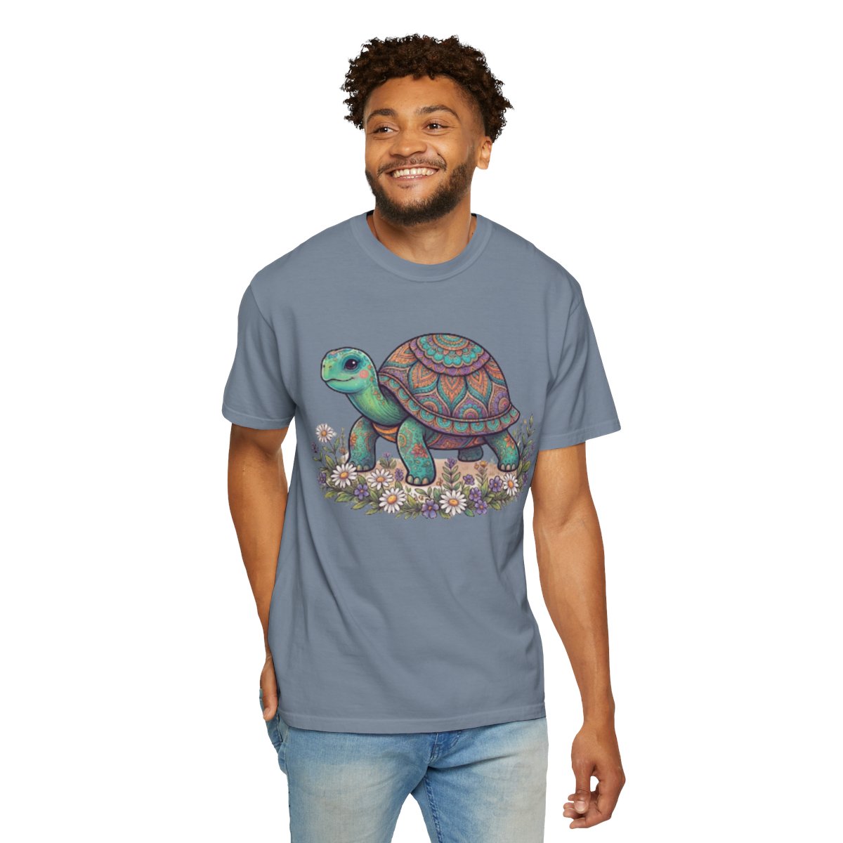 Color: Blue Jean | Hippy Turtle Unisex Garment-Dyed Tee
