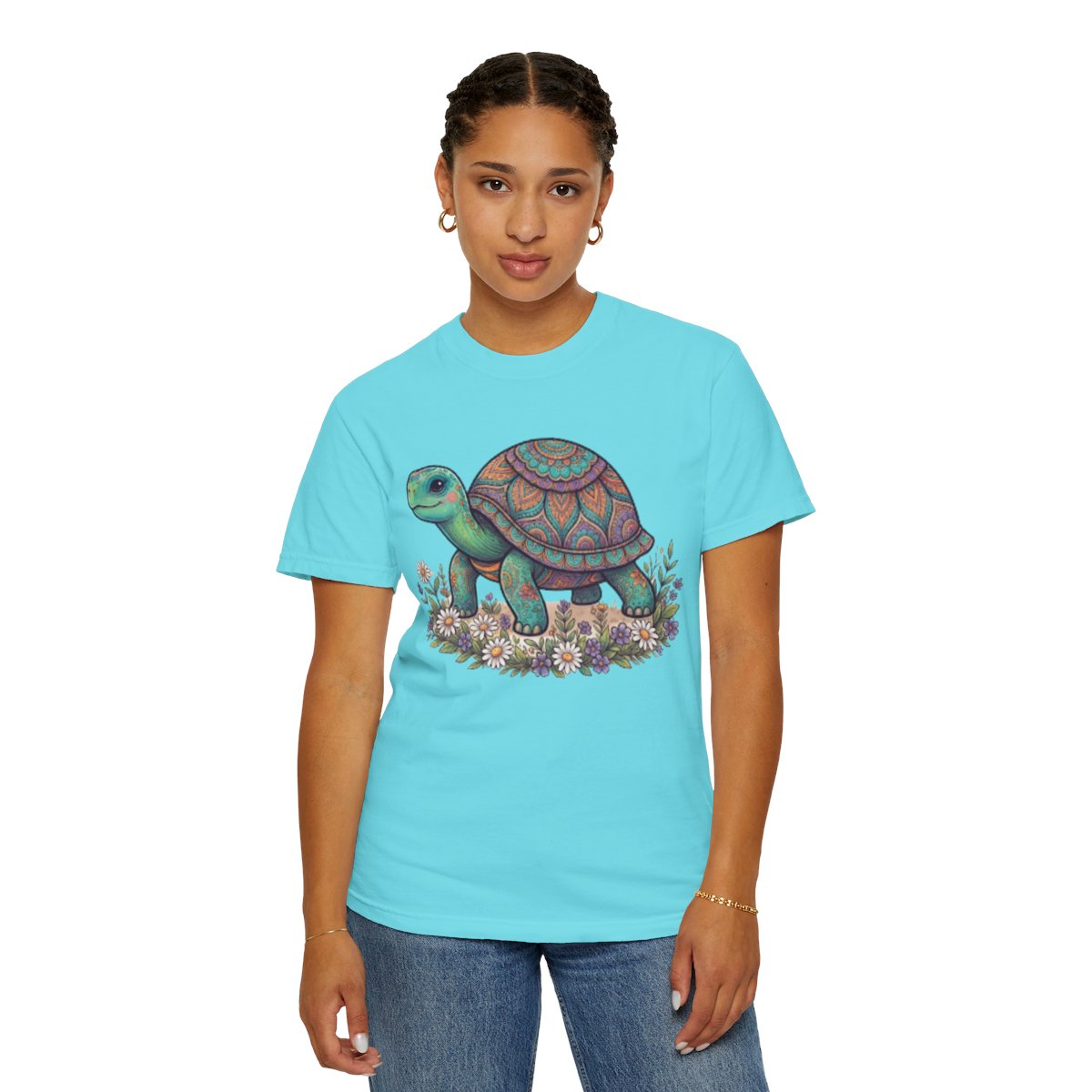 Color: Lagoon Blue | Hippy Turtle Unisex Garment-Dyed Tee