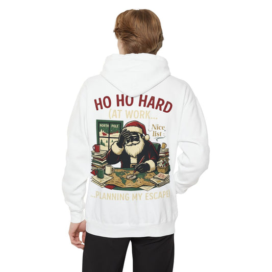 Color: White | Ho Ho Hard At Work Garment-Dyed Hoodie