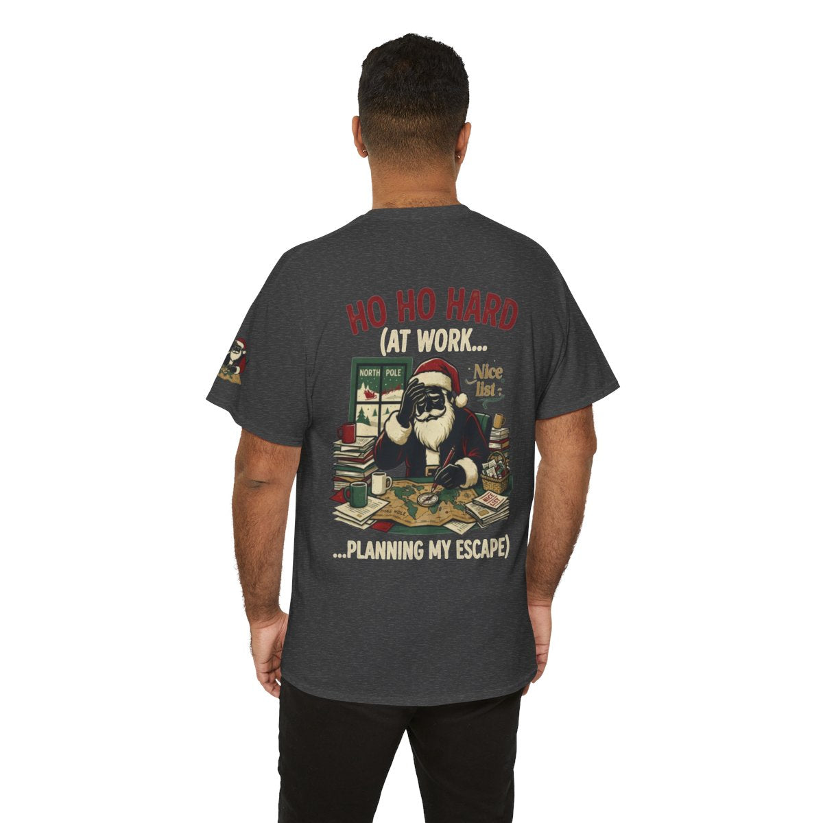 Color: Dark Heather | Ho Ho Hard At Work Premium Graphic Tee
