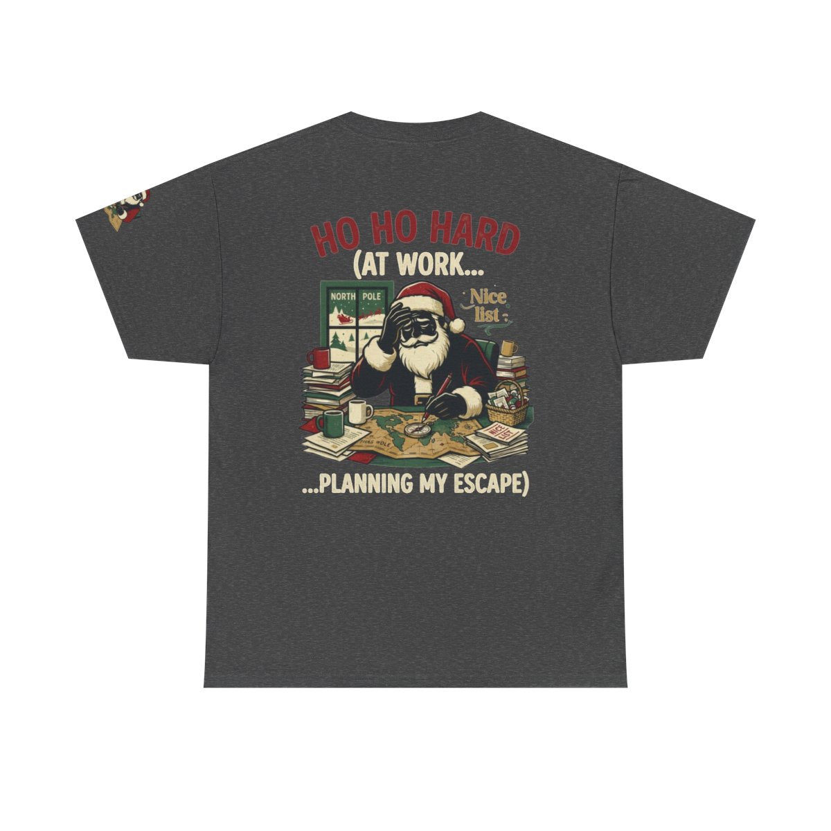 Color: Dark Heather | Ho Ho Hard At Work Premium Graphic Tee