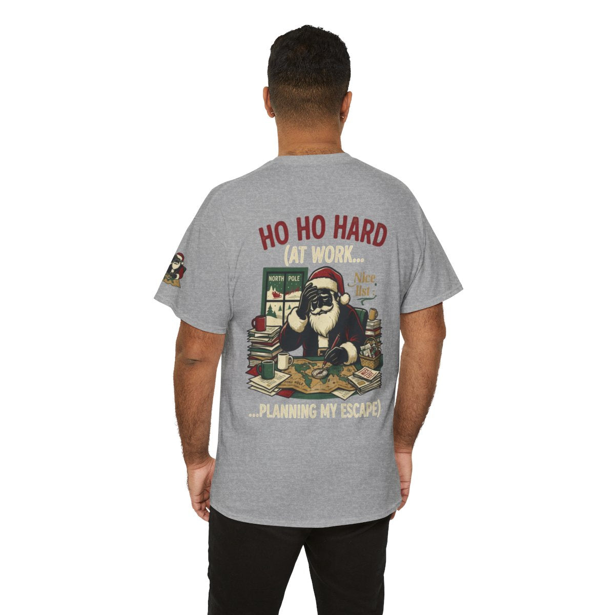 Color: Sport Grey | Ho Ho Hard At Work Premium Graphic Tee