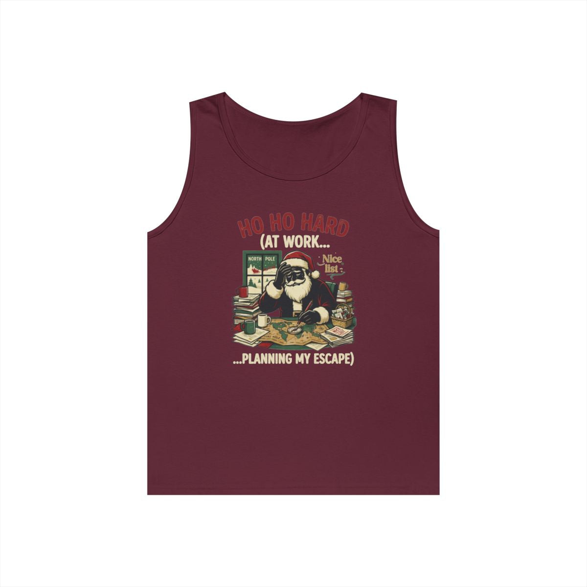 Color: Maroon | Ho Ho Hard At Work Tank Top