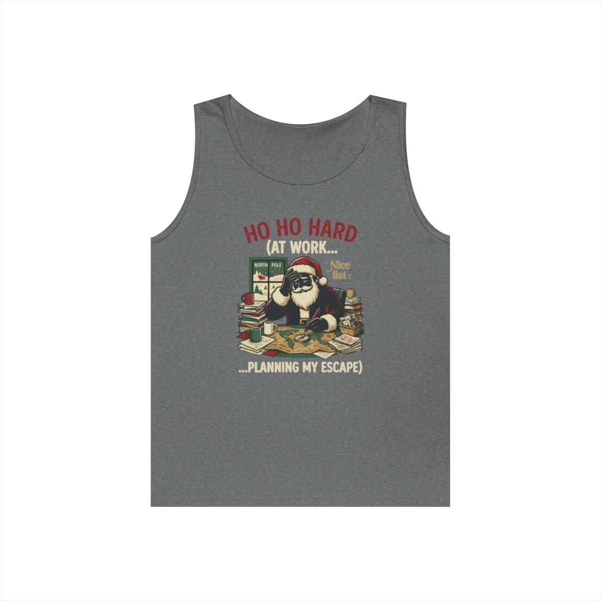 Color: Graphite Heather | Ho Ho Hard At Work Tank Top