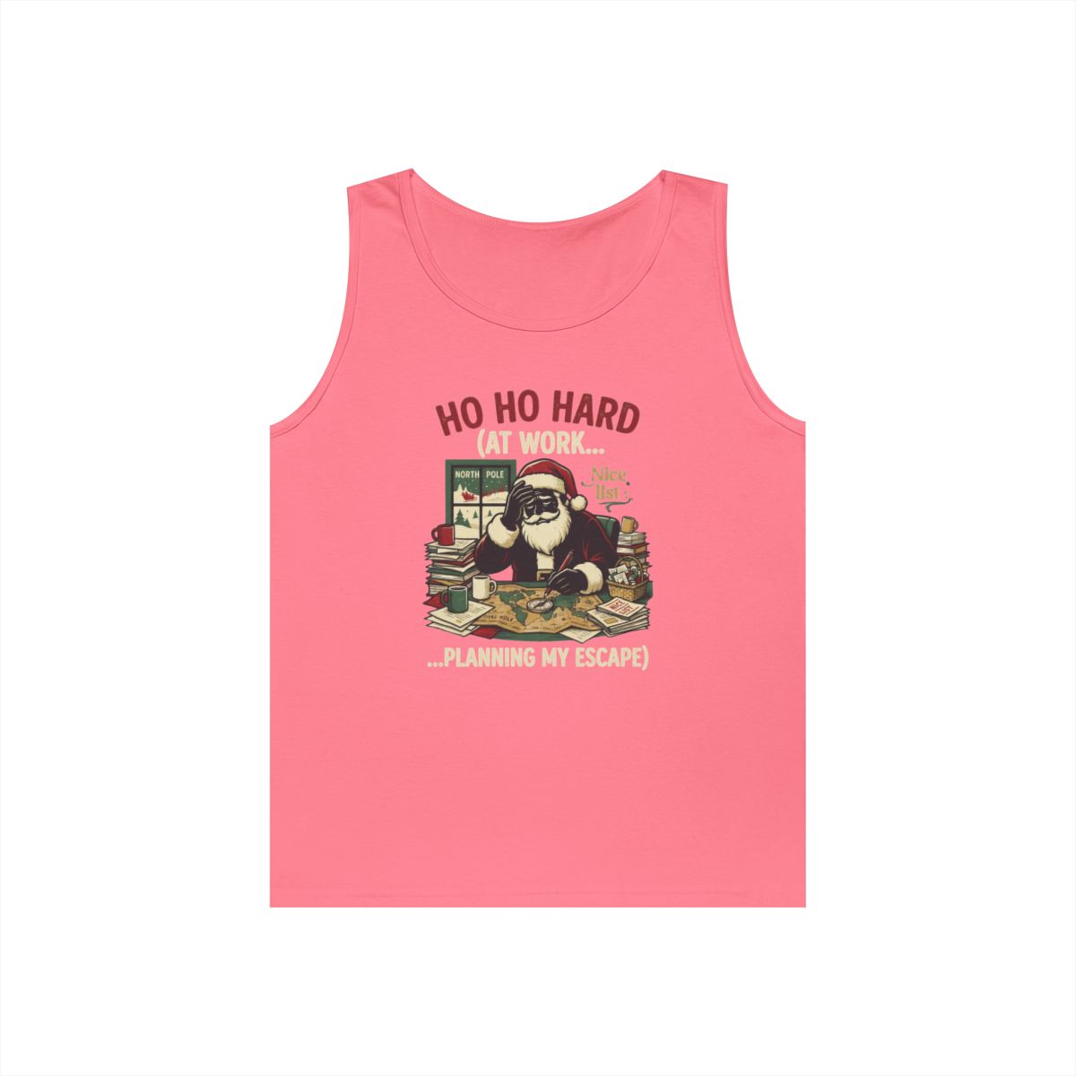 Color: Safety Pink | Ho Ho Hard At Work Tank Top