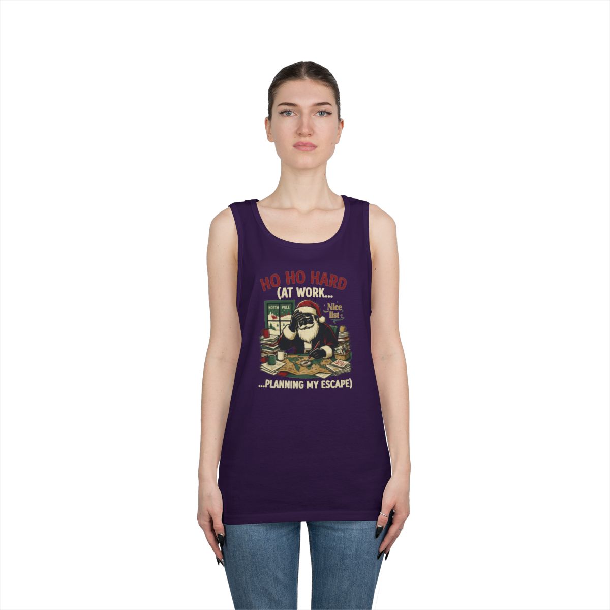 Color: Purple | Ho Ho Hard At Work Tank Top