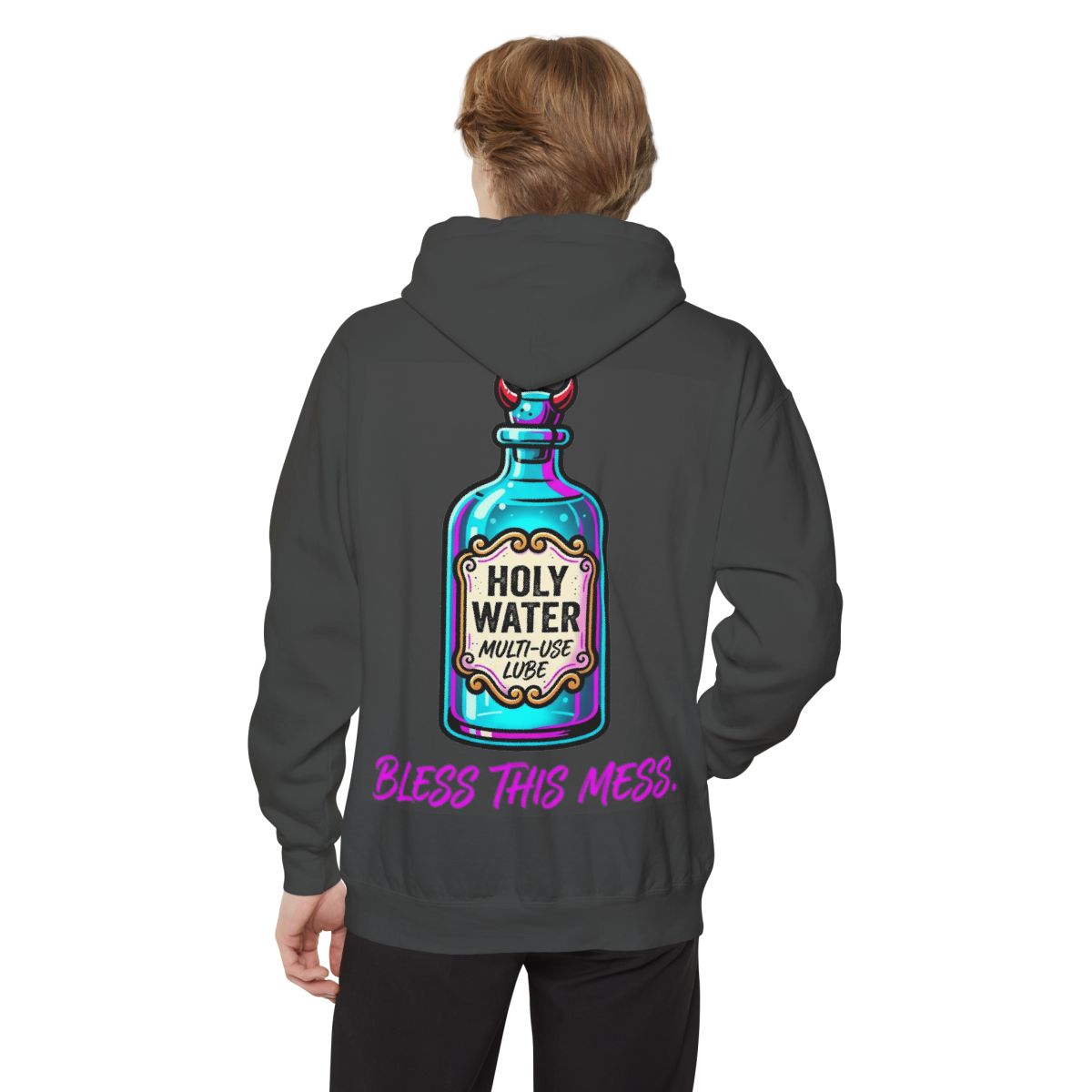 Color: Pepper | Holy Lube Garment-Dyed Hoodie