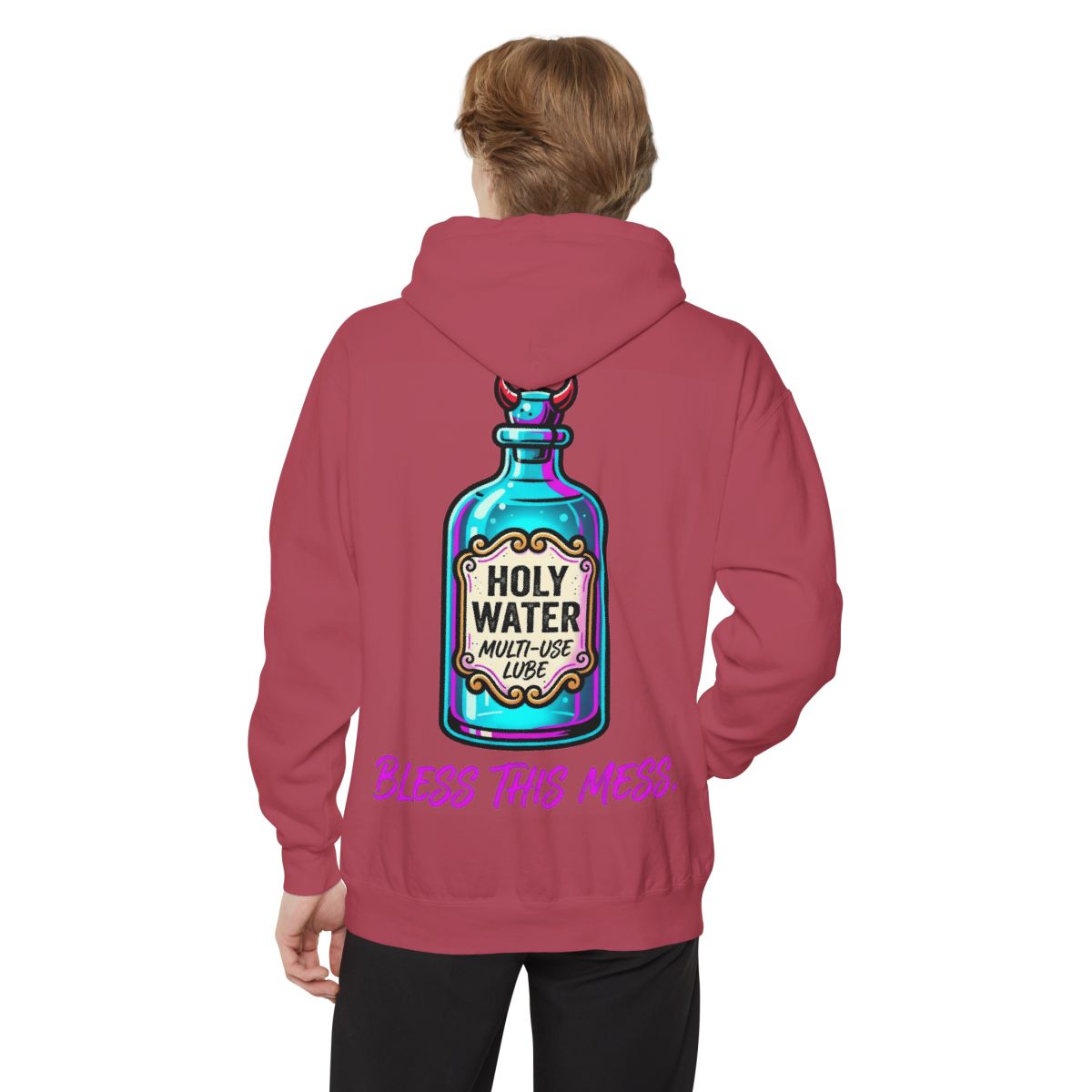 Color: Crimson | Holy Lube Garment-Dyed Hoodie
