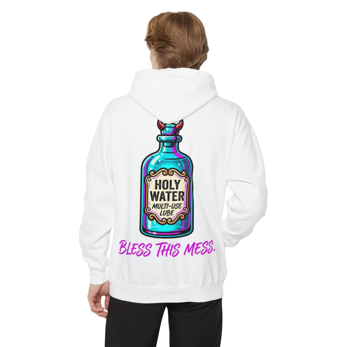 Color: White | Holy Lube Garment-Dyed Hoodie