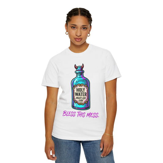 Color: White | Holy Lube Unisex Garment-Dyed Tee