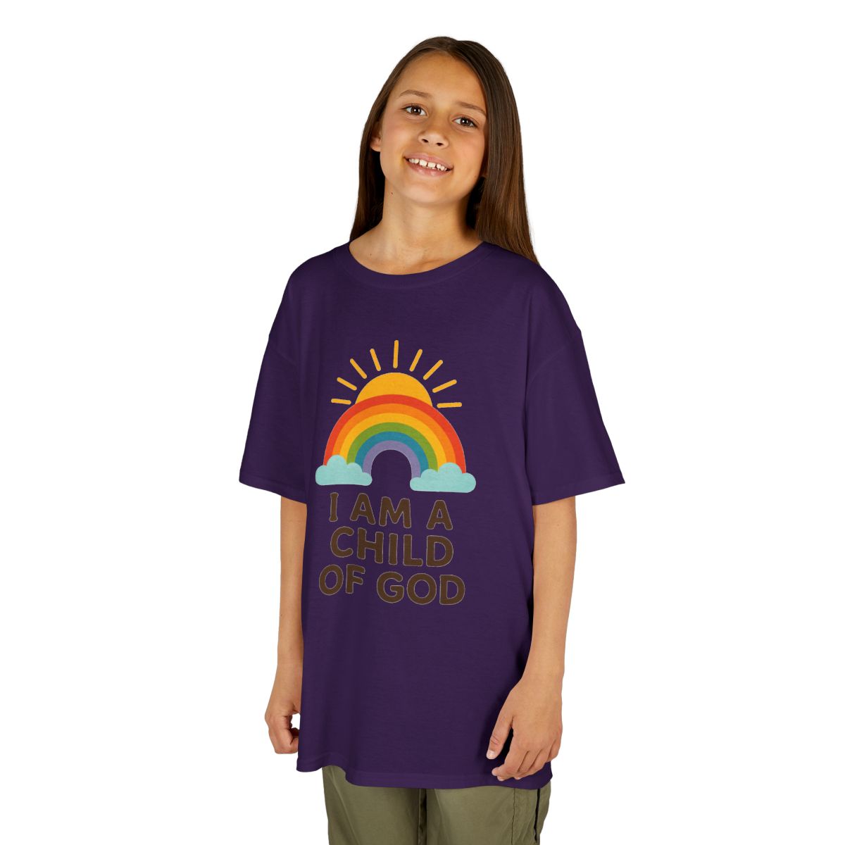 Color: Purple | I Am A Child of God Kids Tee