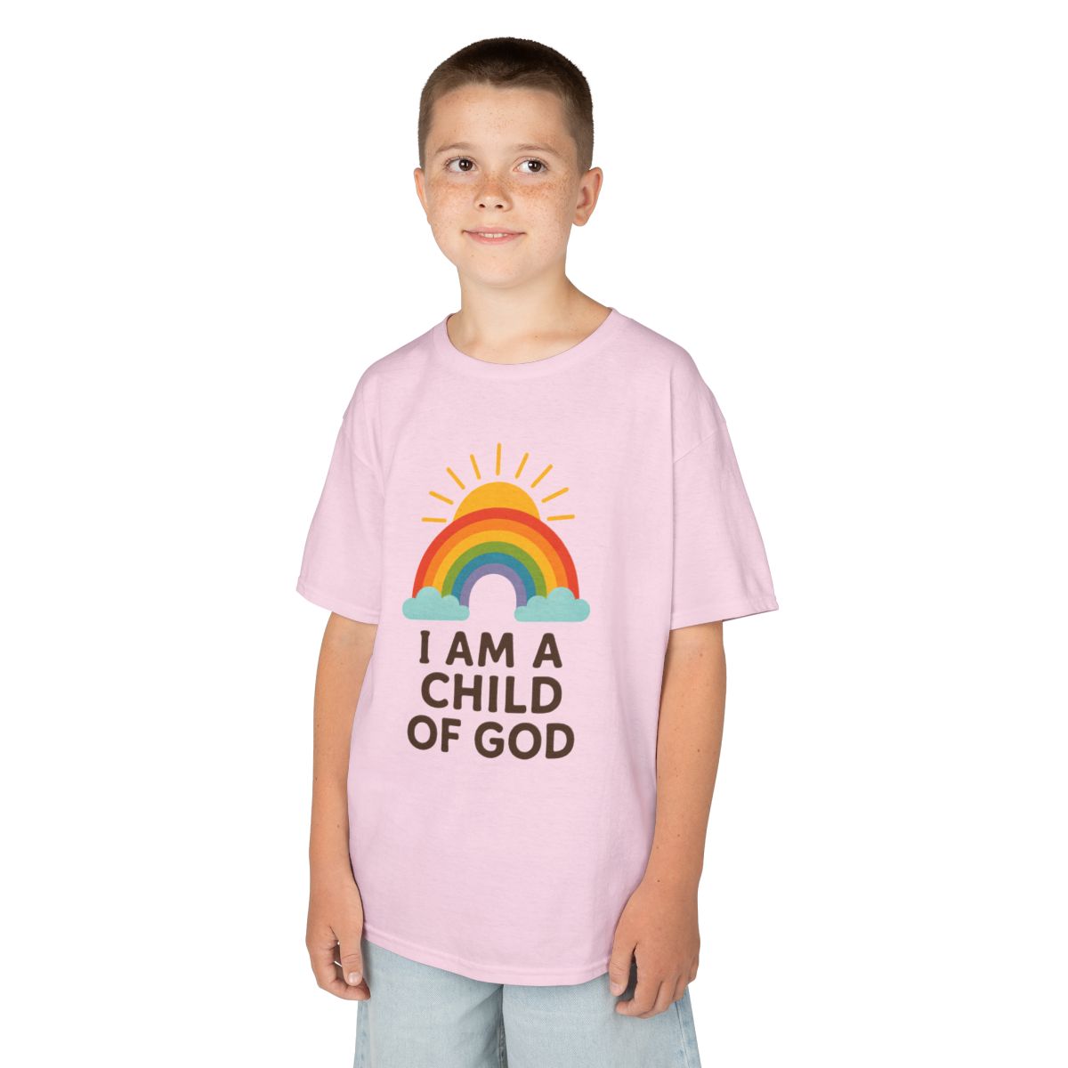 Color: Light Pink | I Am A Child of God Kids Tee
