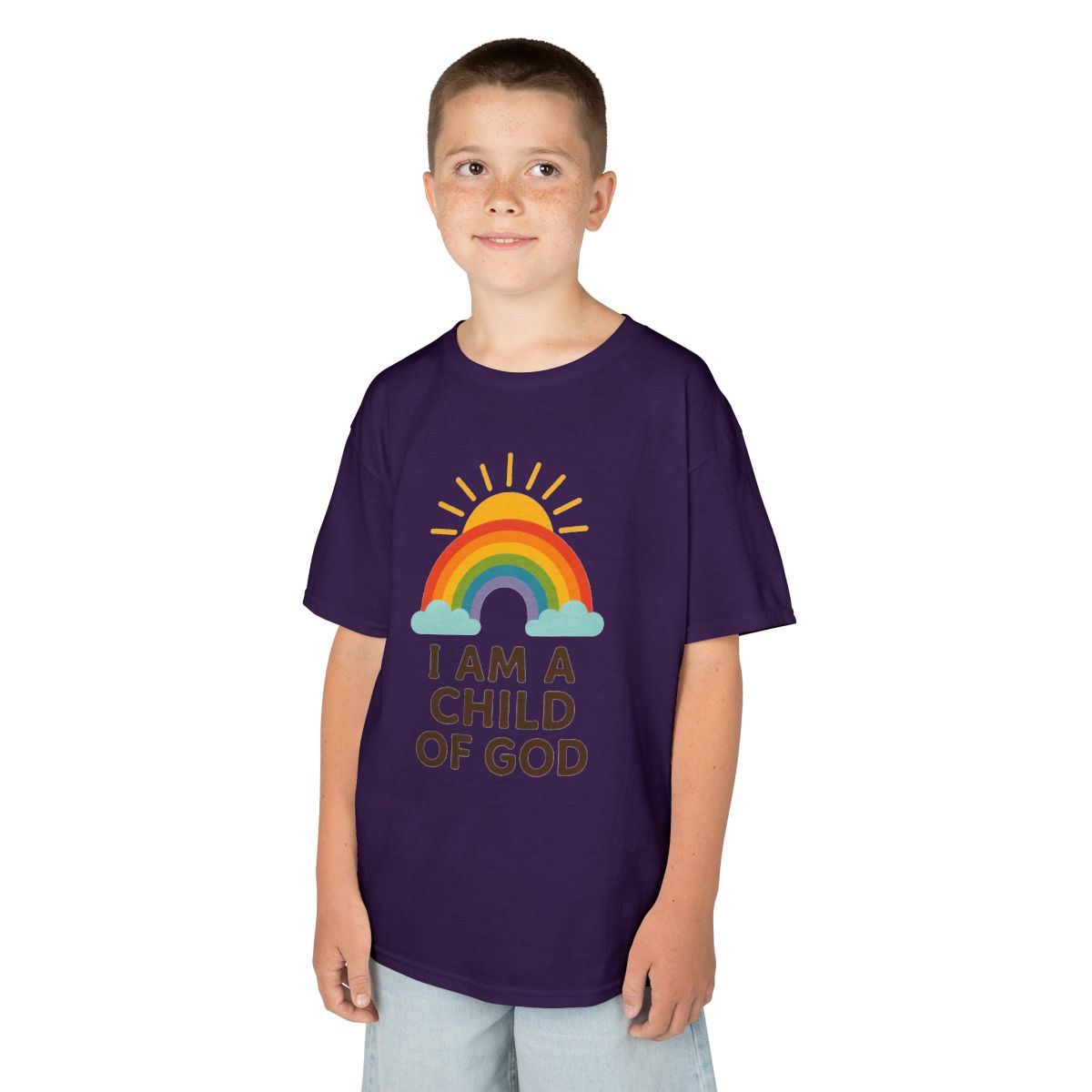 Color: Purple | I Am A Child of God Kids Tee