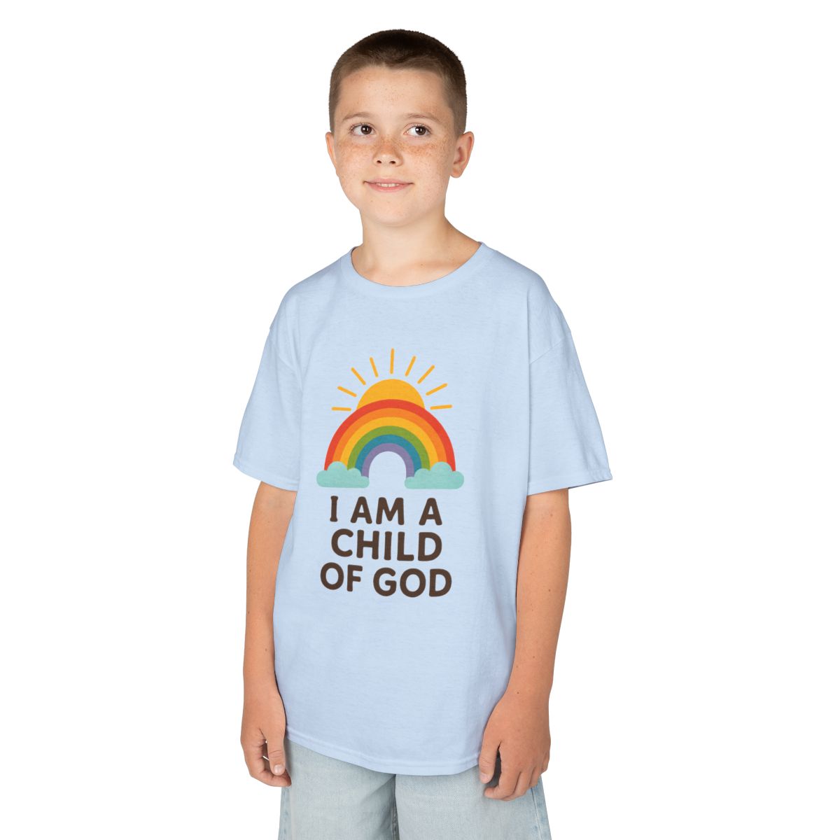 Color: Light Blue | I Am A Child of God Kids Tee