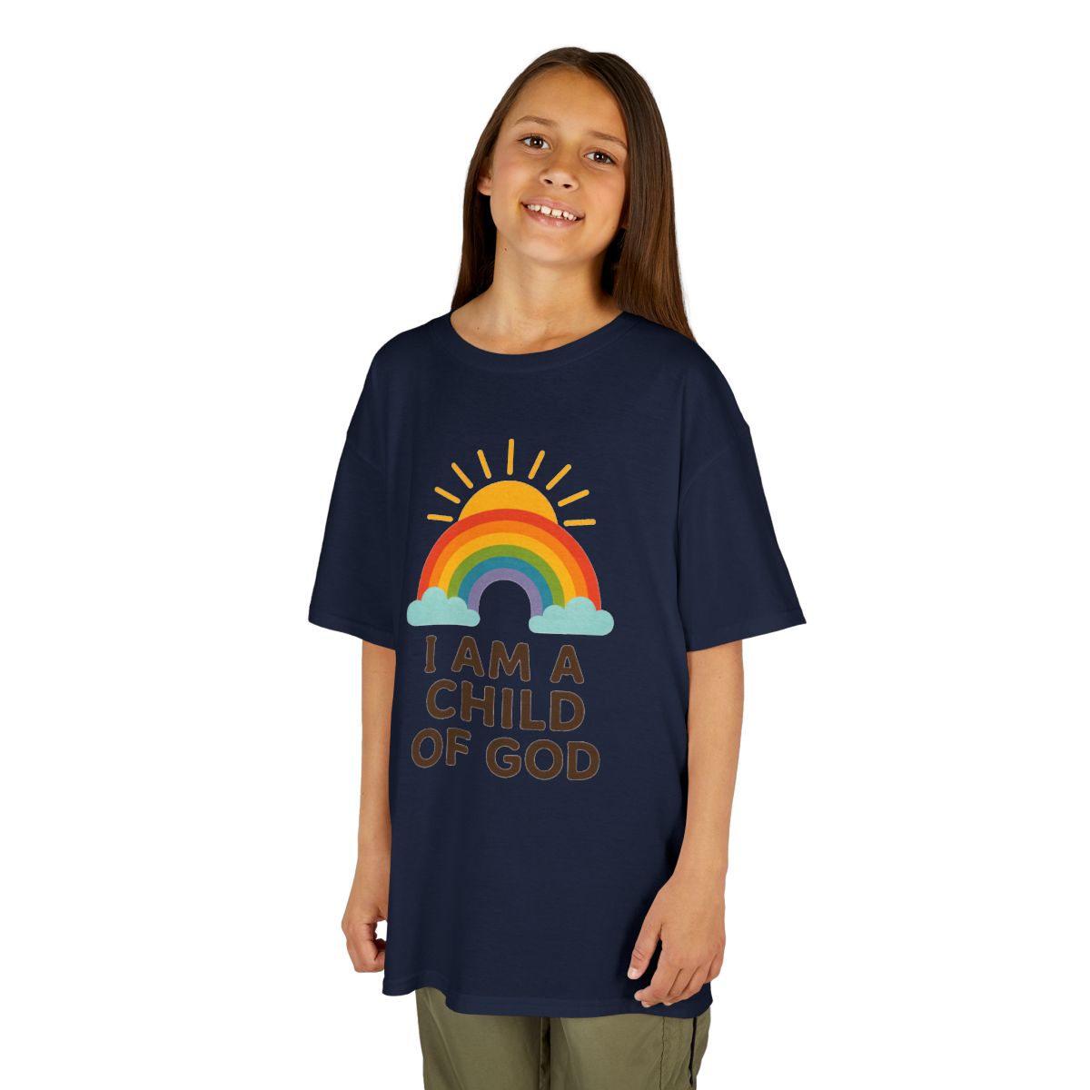 Color: Navy | I Am A Child of God Kids Tee